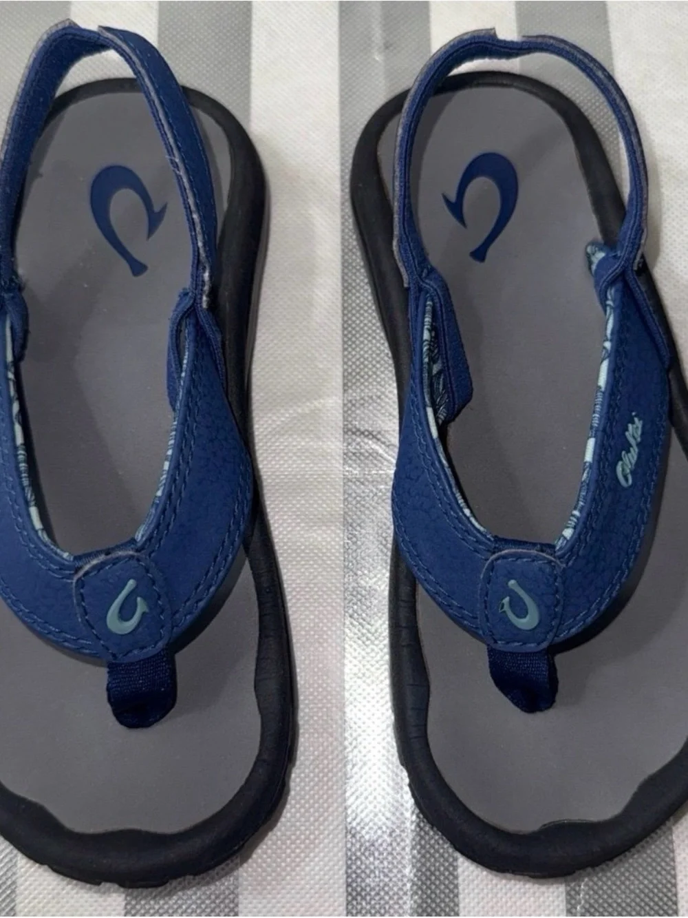 OluKai Youth Navy Blue Flip Flop Sandals